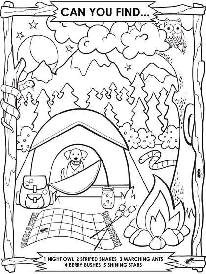Camping Search And Find Coloring Page Crayola Camping Coloring 