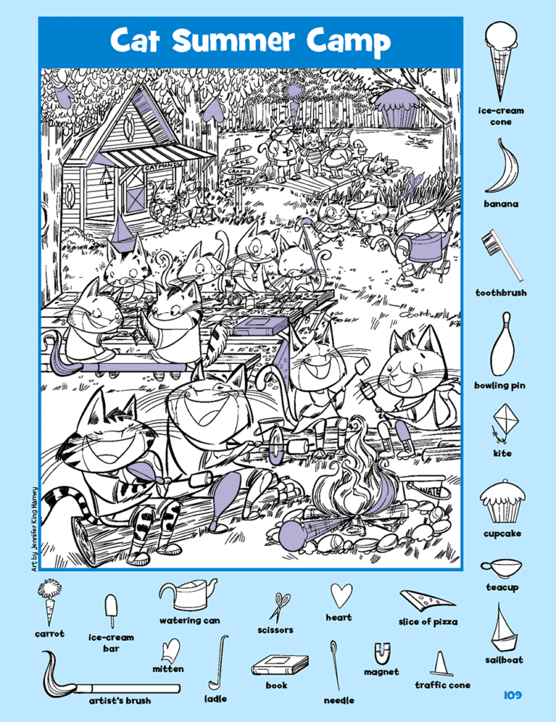 Cat Summer Camp | Hidden Pictures Printable