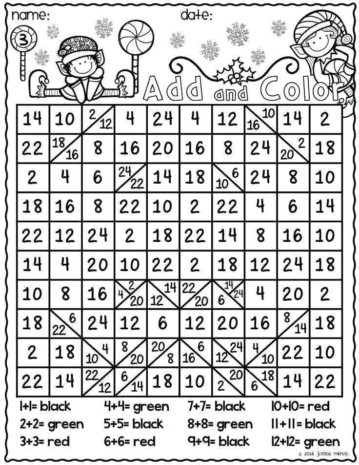 Christmas Math Coloring Pages Worksheets Printable Unique Sheets 2nd 