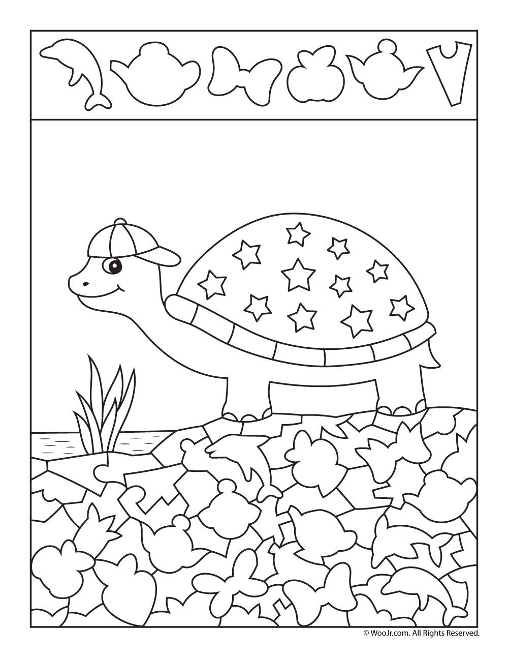 Cute Turtle Hidden Picture Printable Activity Woo Jr Kids 