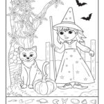 Cute Witch And Cat Hidden Picture Printable Woo Jr Kids Activities