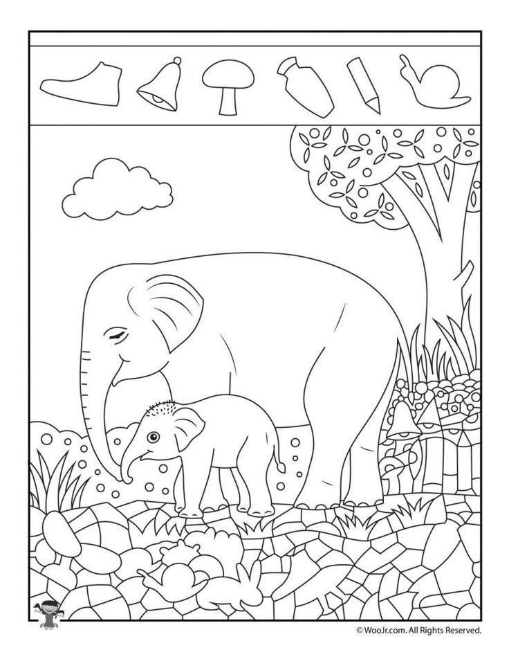 Elephant Easy Hidden Pictures Printable Woo Jr Kids Activities 