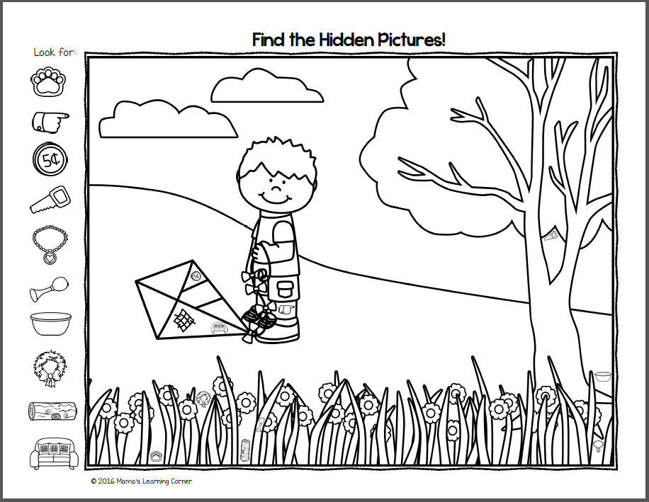 Find It Spring Hidden Picture Worksheets Mamas Learning Corner