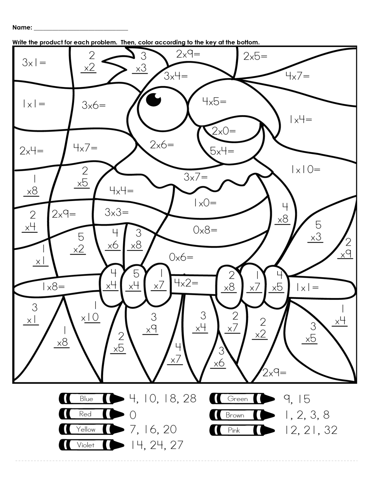 Free Printable Multiplication Hidden Pictures PrintableMultiplication