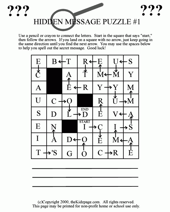 Hidden Message Puzzle 1 Free Printable Learning Activities For Kids 