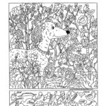 Hidden Picture Puzzle And Coloring Page Featuring A POODLE Hidden
