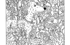 Hidden Picture Puzzle And Coloring Page Featuring A POODLE Hidden