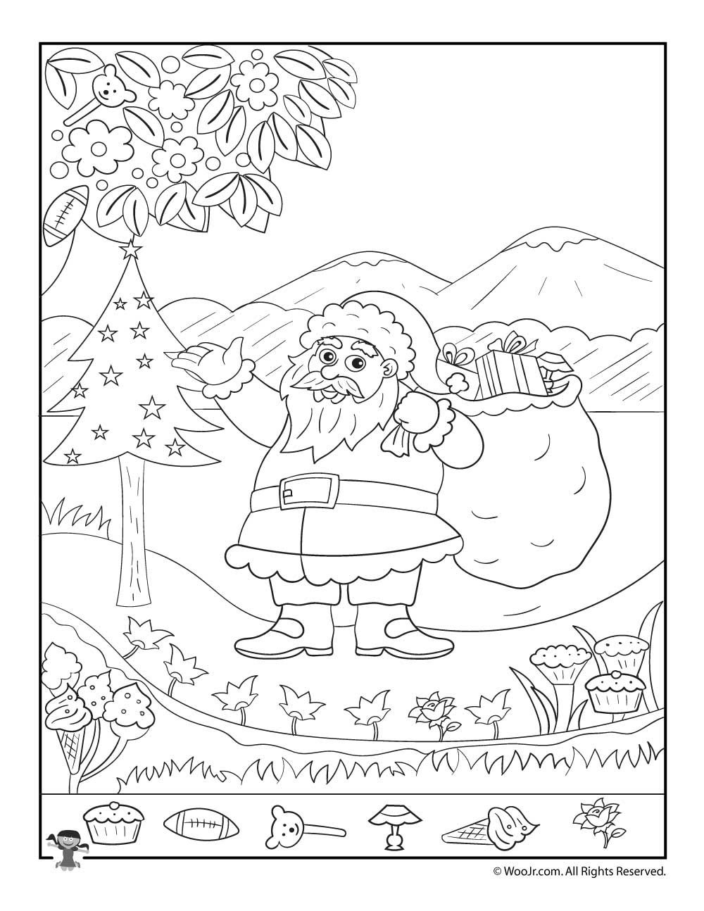 Santa Claus Christmas Hidden Picture Printable Page Woo Jr Kids 
