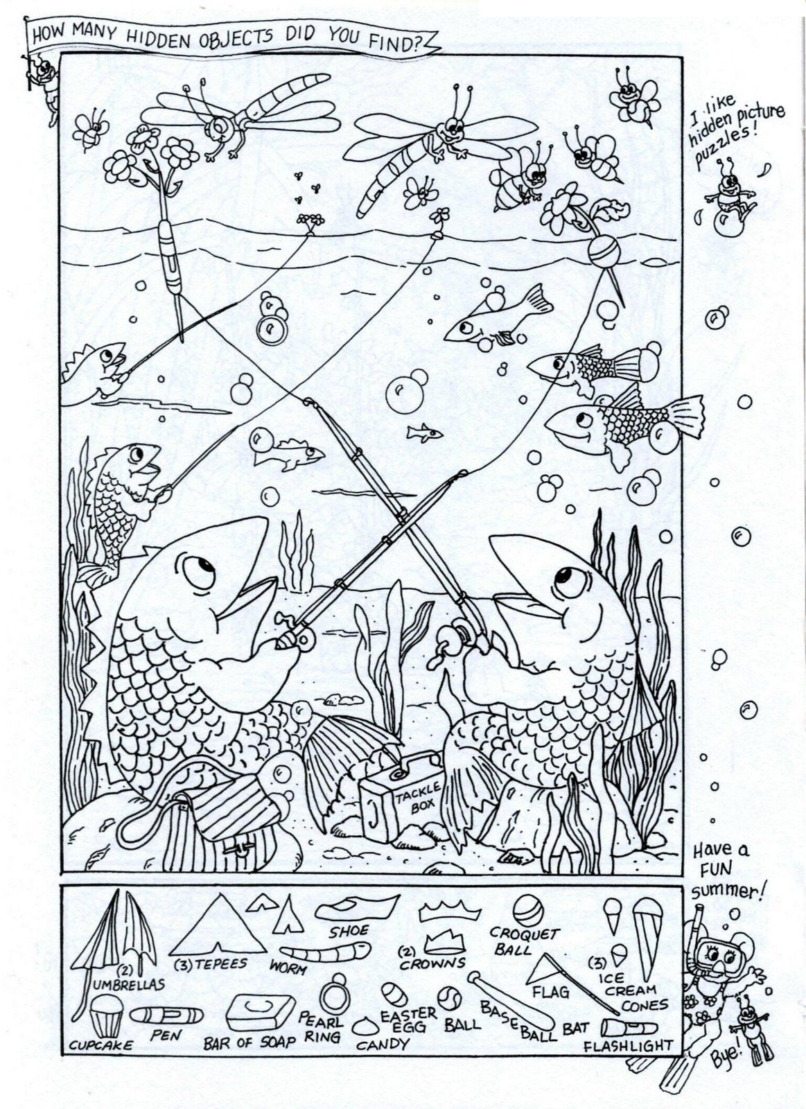 Summer Fun Hidden Picture Puzzle Coloring Page Hidden Picture 
