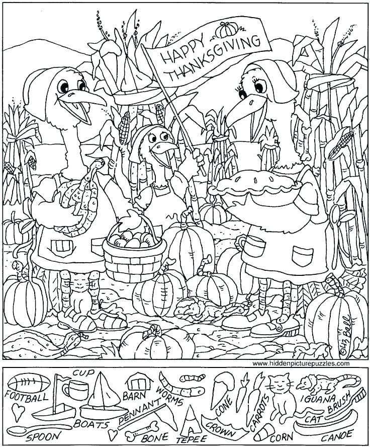 Thanksgiving Coloring Page Hidden Picture Hidden Picture Puzzles 
