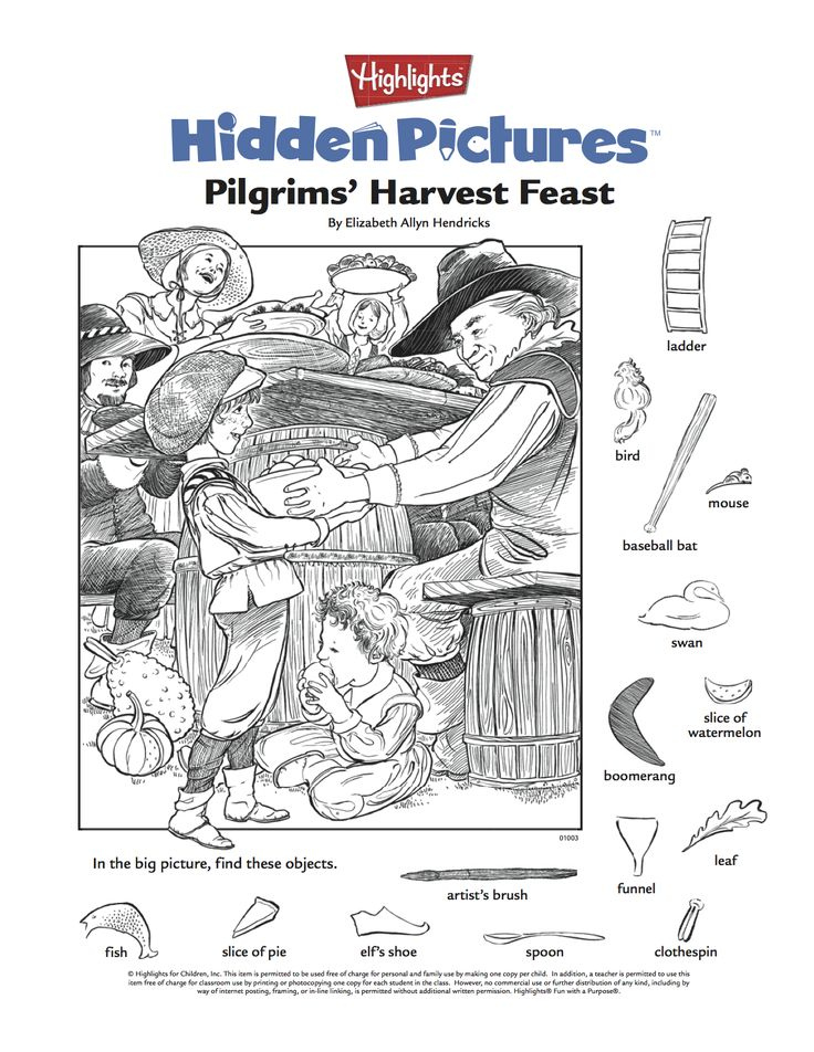 Thanksgiving Hidden Pictures Puzzle Printable For Kids Hidden 
