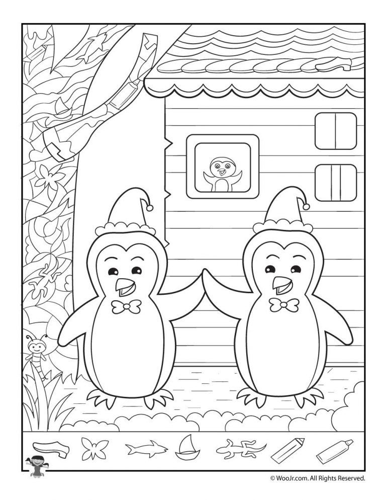 Winter Penguins Hidden Picture Printable Woo Jr Kids Activities 