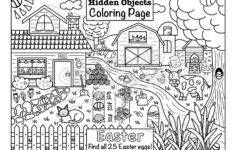 Easter Egg Hunt Activity Coloring Page, Hidden Eggs Printout throughout Easter Coloring Hidden Pictures