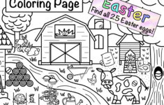 Easter Egg Search Coloring Page, Hidden Objects, Printout Download with Hidden Picture Puzzle Easter