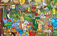 Easter Hidden Object With Easter Bunnies, Birds And Easter Eggs pertaining to Hidden Picture Easter