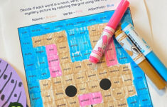 Grammar Grid Colourcode - Easter Parts Of Speech Worksheet intended for Easter Parts Of Speech Hidden Picture