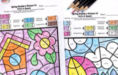 Spring Grammar Activities With Colorcode Parts Of Speech Review for Easter Parts of Speech Hidden Picture