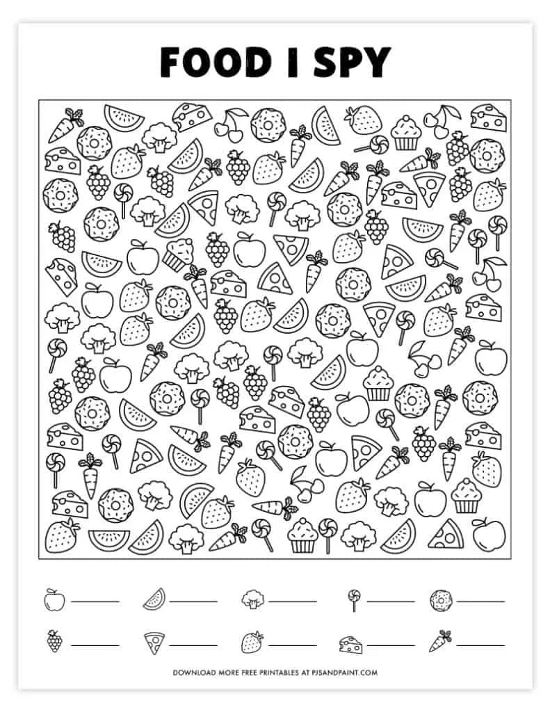 28 Free Printable I Spy Games - Pjs And Paint throughout Printable Find An Item Game