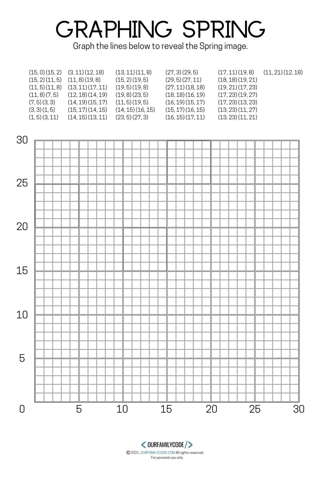 4 Free Spring Graphing Coordinate Plane Worksheets - Our Family Code inside Free Graphing Hidden Pictures