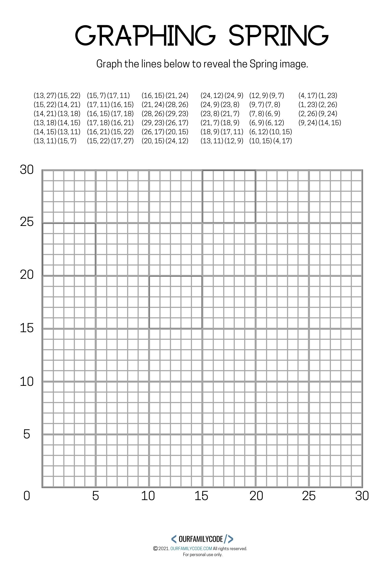 4 Free Spring Graphing Math Worksheets - Our Family Code intended for Coordinate Grid Hidden Pictures