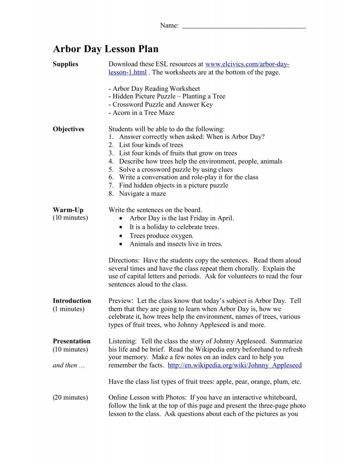 Arbor Day Lesson Plan - El Civics intended for El Civics Hidden Pictures