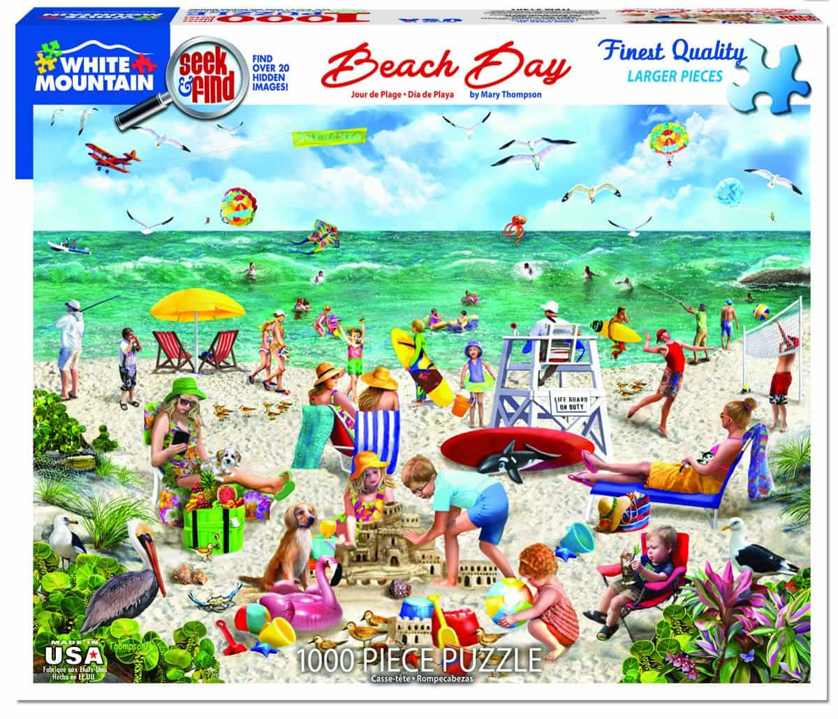 Beach Day - Seek &amp;amp; Find (1401Pz) - 1000 Piece Jigsaw Puzzle intended for White Mountain Puzzles Hidden Images Printable