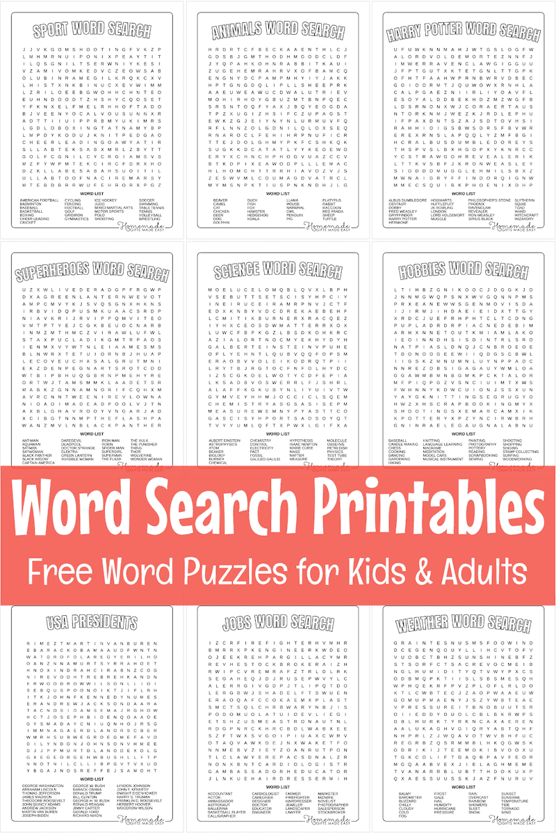 Best Free Word Search Printable Puzzles For Kids &amp;amp; Adults for Large Hidden Things to Print Out Free