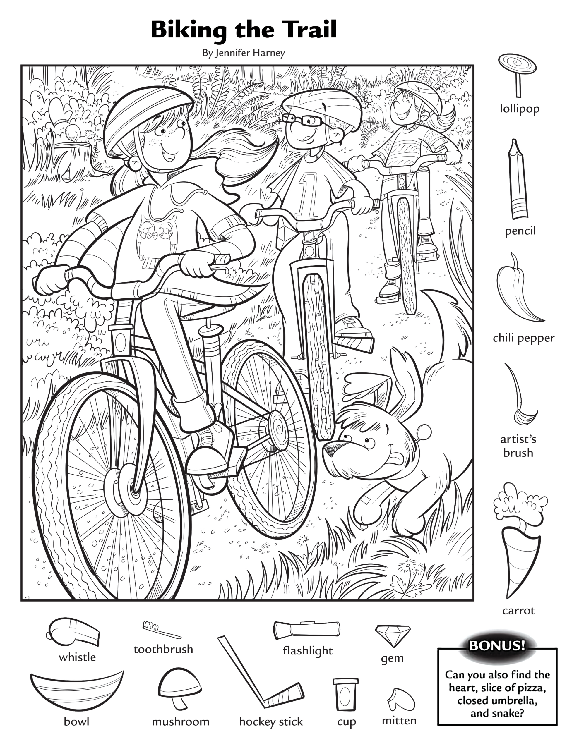 Biking The Trail with Hidden Pictures Biking The Trail Answers