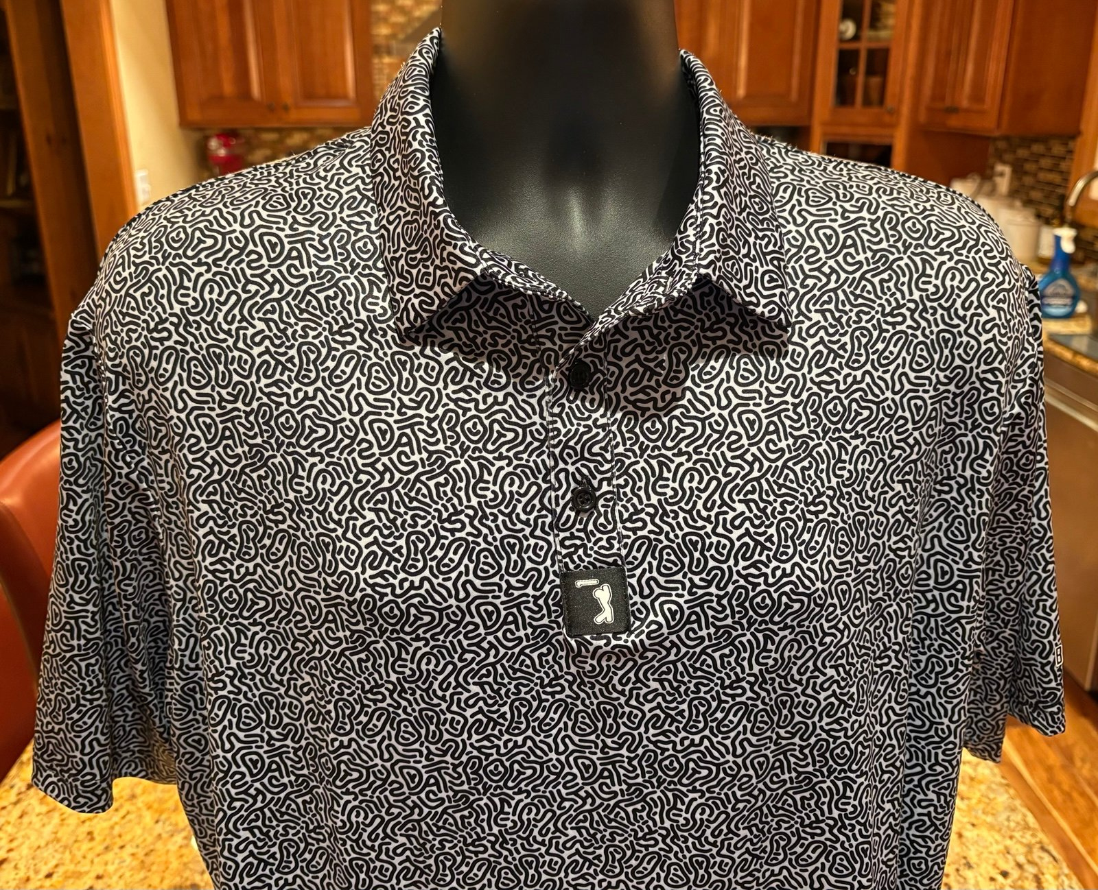 Bogeybros Men&amp;#039;S Golf “Hidden Words” Polo. Sharp Black Print With inside Golf Shirt with Hidden Pictures