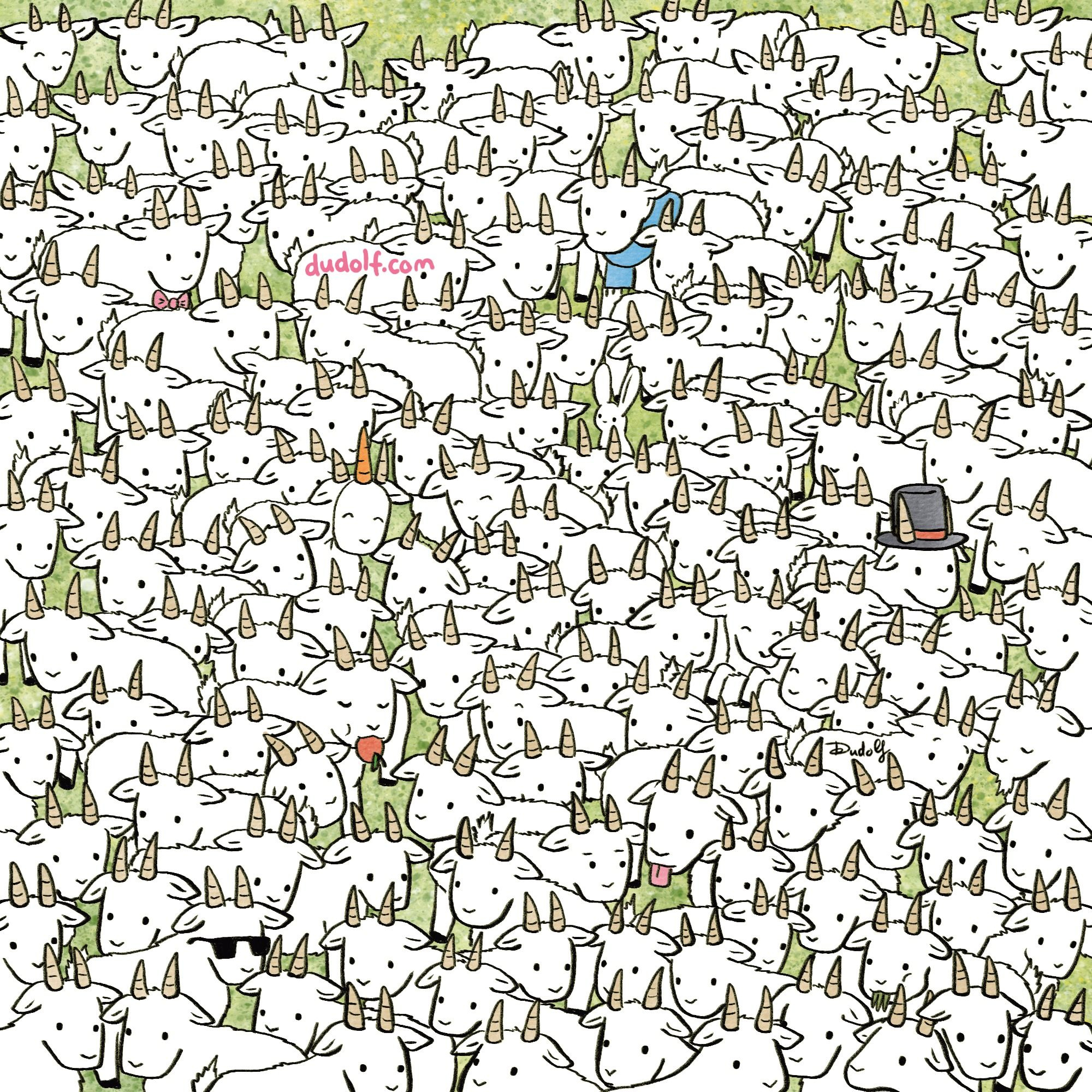 Can You Find The Sheep Among The Goats In This Brainteaser? inside Sheep Find a Hidden Picture Page
