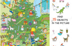 Children Decorate Tree Christmas Hidden Objects Stock Vector regarding Hidden Pictures Christmas