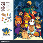 Children Halloween Costumes Trick Treat Find Stock Vector (Royalty Intended For Halloween Find The Hidden Pictures Children Halloween Costumes Trick Treat Find Stock Vector (Royalty Intended For Halloween Find The Hidden Pictures