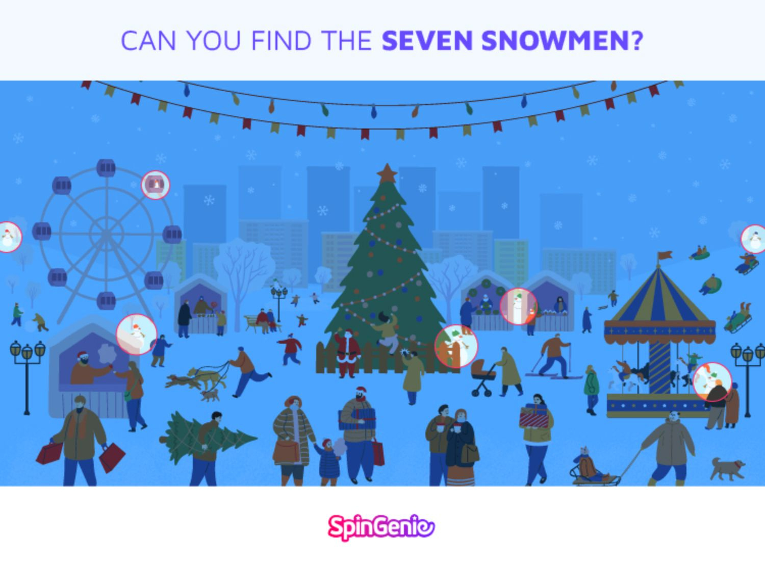 Christmas Brainteaser: Can You Find The 7 Snowmen In This Puzzle? throughout Snowmen at Christmas Hidden Pictures Answers