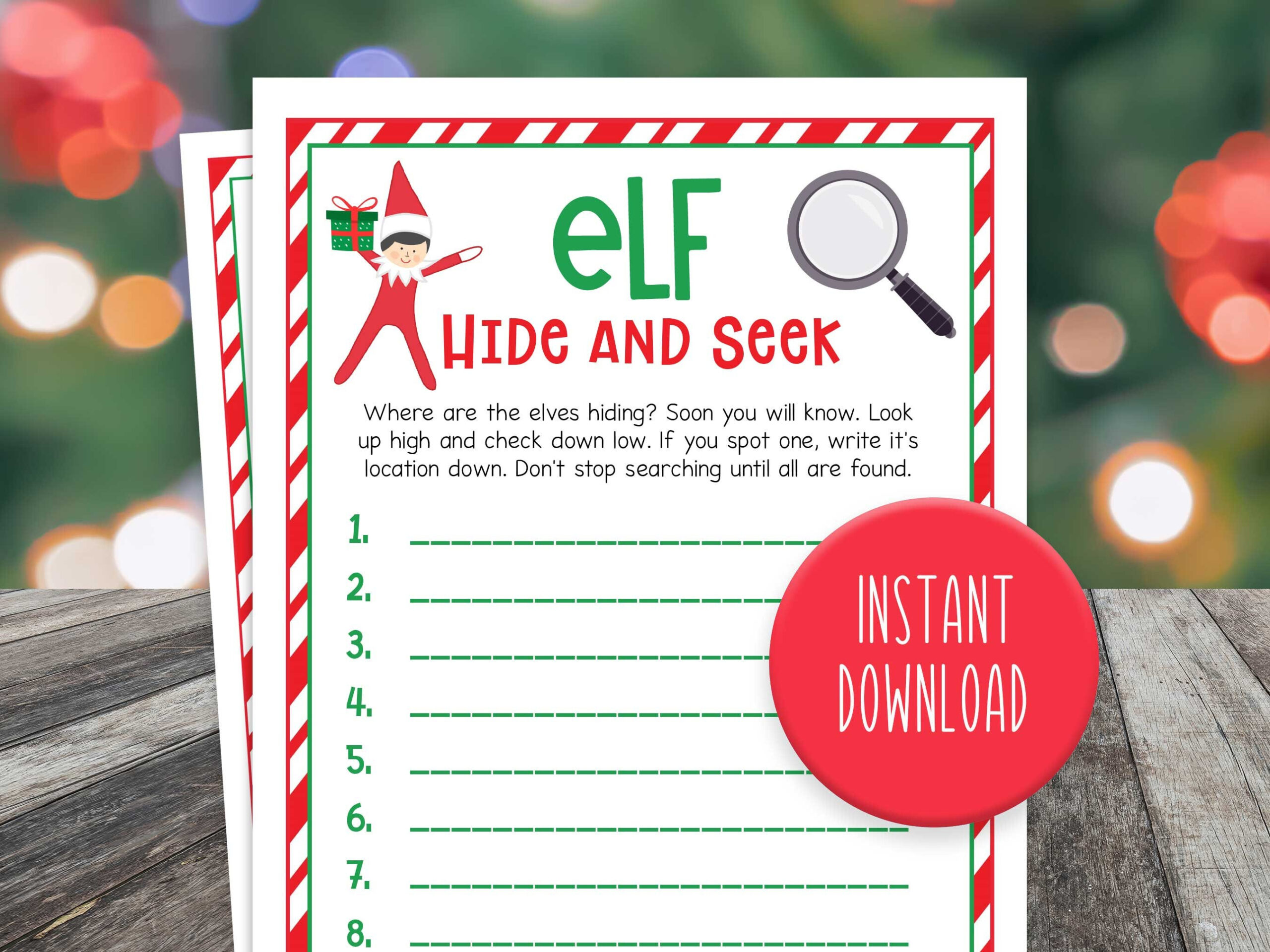 Christmas Game Printable - Elf Christmas Game - Kids Christmas in Free Hide and Seek For Adults Printable