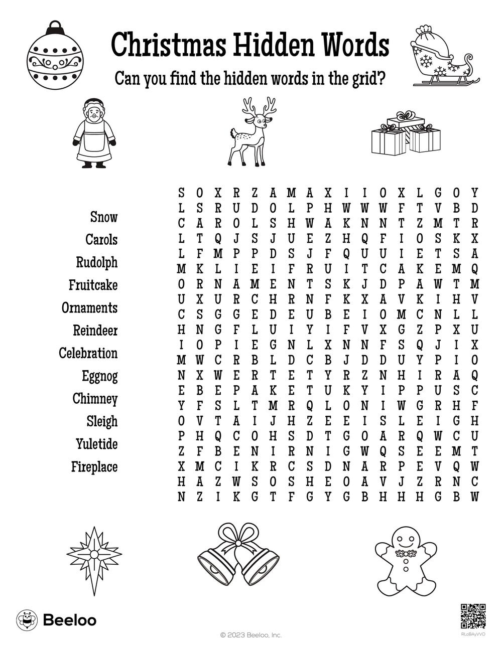 Christmas Hidden Words • Beeloo Printable Crafts And Activities within Easy Christmas Hidden Pictures