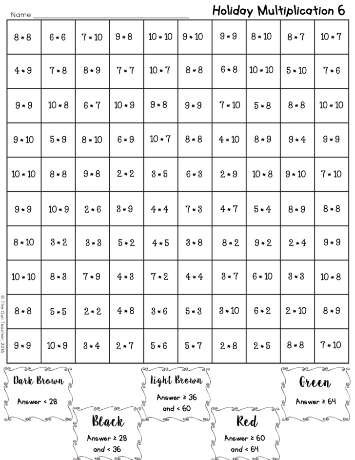 Math Hidden Pictures Multiplication