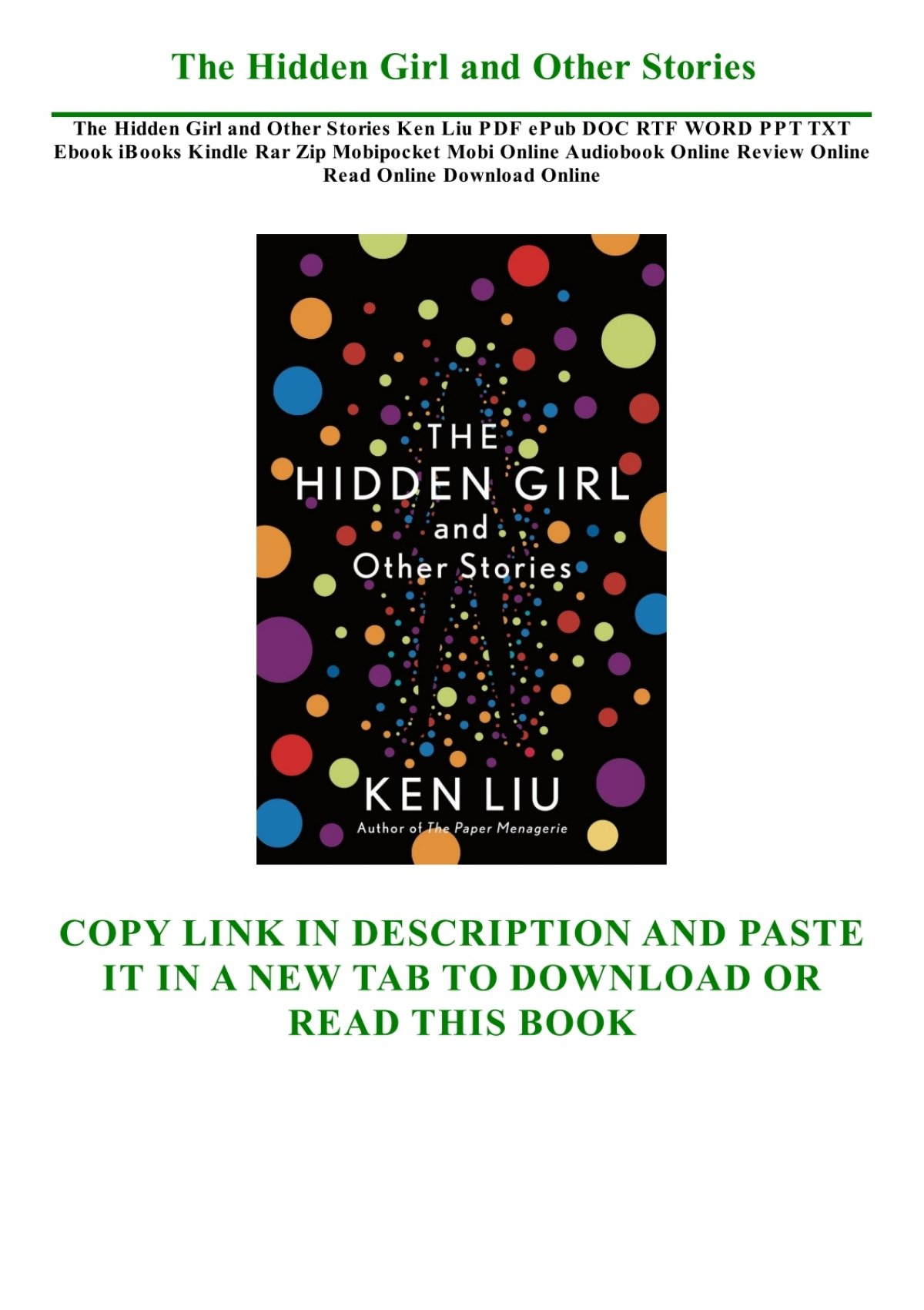Download Free Pdf The Hidden Girl And Other Storiesken Liu with Hidden Pictures Doctypepdf
