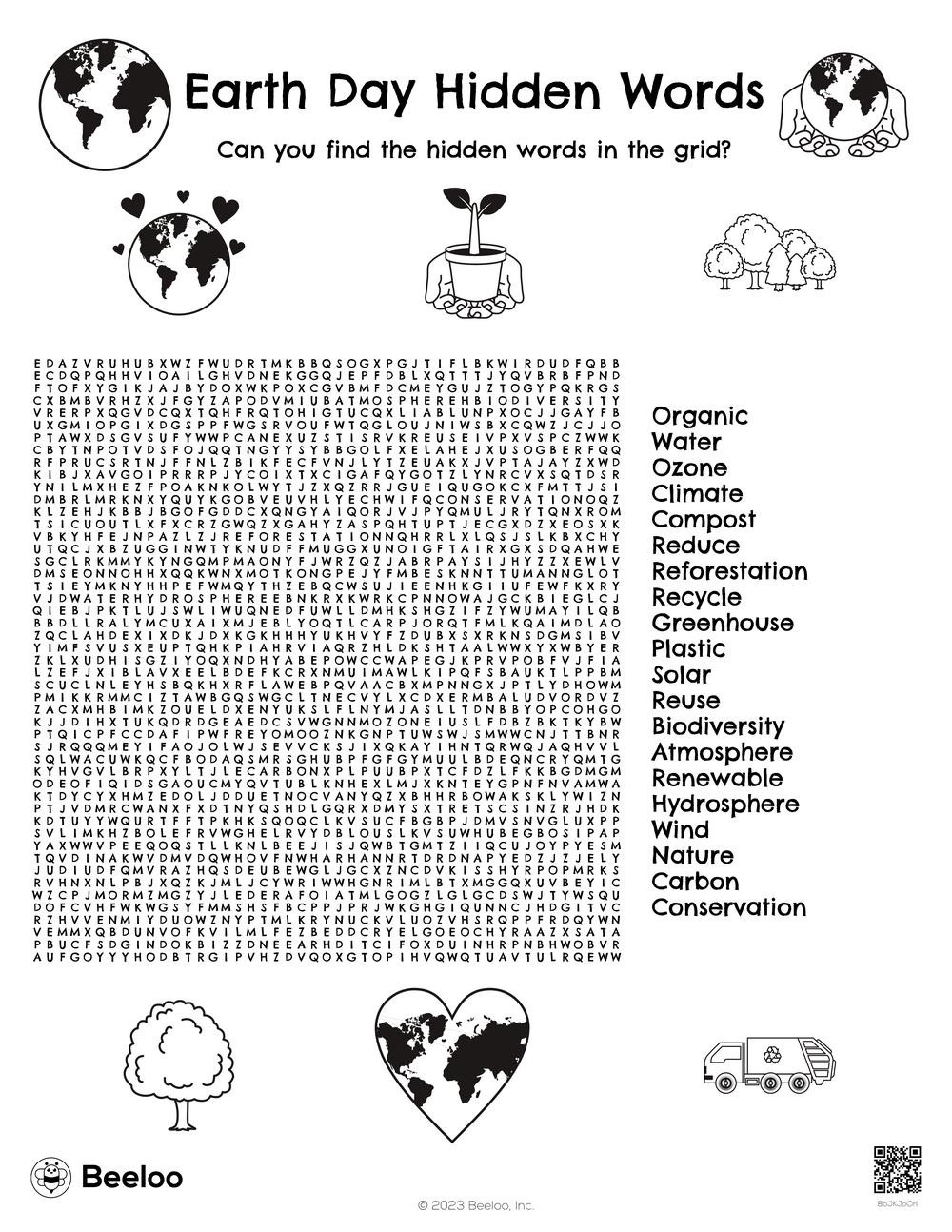 Earth Day Hidden Words • Beeloo Printable Crafts And Activities for Earth Day Hidden Pictures Printable