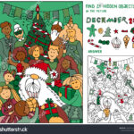 Find 21 Hidden Objects Santa Claus Stock Vector (Royalty Free Throughout Christmas Find The Hidden Pictures