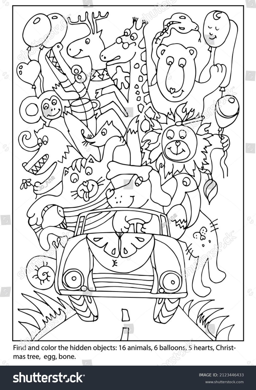 Find Color Hidden Objects Animal Ride Stock Vector (Royalty Free regarding Hidden Images Worksheets