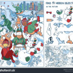 Find Hidden Objects People Snowman Having Stock Vector (Royalty For Winter Hidden Pictures