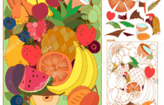Find Hidden Objects Picture Fruit Puzzle Stock Vector (Royalty within Hidden Pictures Fruits and Vegetables