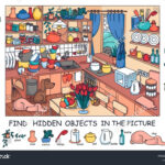 Find Hidden Objects Picture Kitchen Interior Stock Vector (Royalty Regarding Hidden Pictures Find The Object
