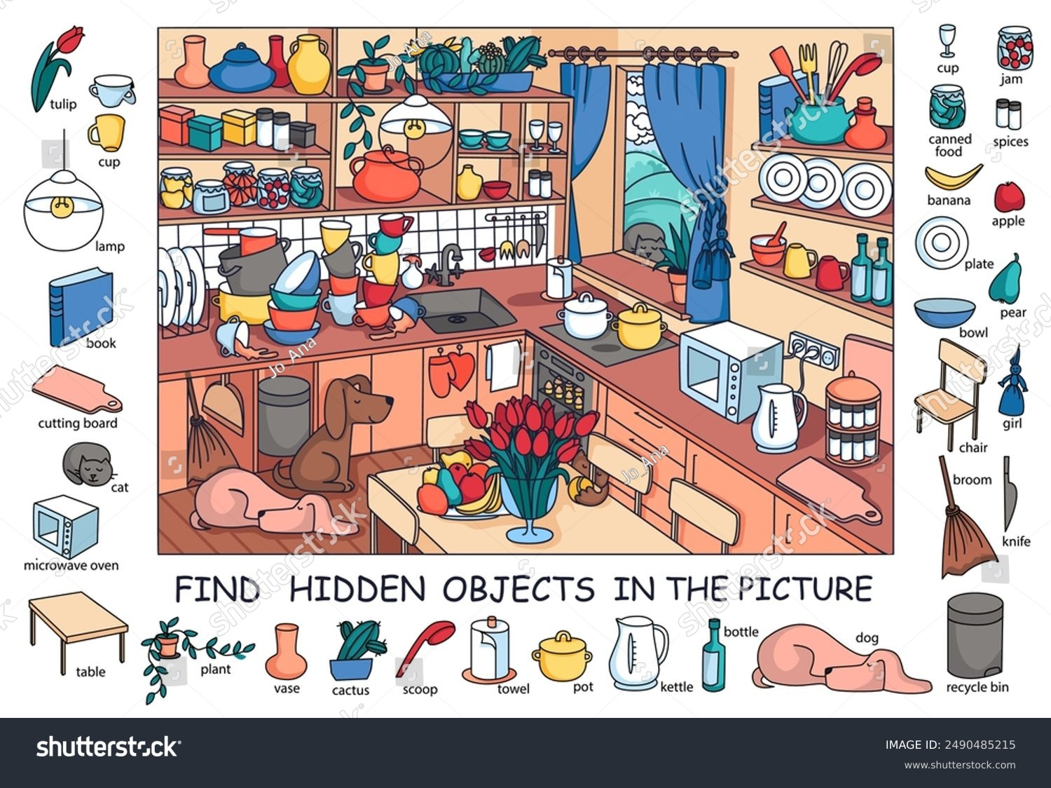 Find Hidden Objects Picture Kitchen Interior Stock Vector (Royalty regarding Hidden Pictures Find the Object