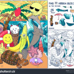 Find Hidden Objects Summer Puzzle Kids Stock Vector (Royalty Free Regarding Find The Hidden Objects For Teens