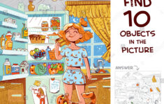 Finden Sie 10 Objekte Im Bild.: Stock-Vektorgrafik (Lizenzfrei with Pictures with Hidden Images Puzzle