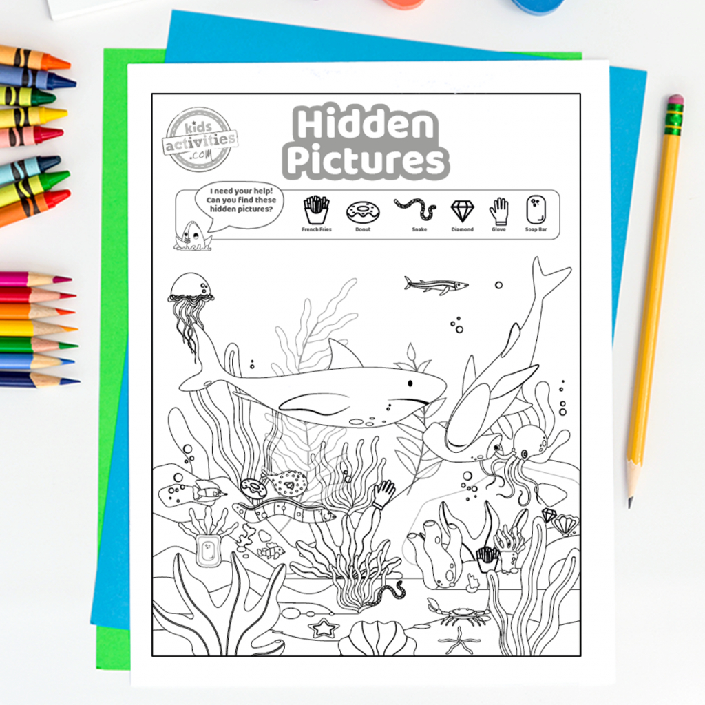 Free Printable Hidden Object Pictures Puzzle - Sharks | Kids regarding Free Hidden Pictures Worksheets Fishing