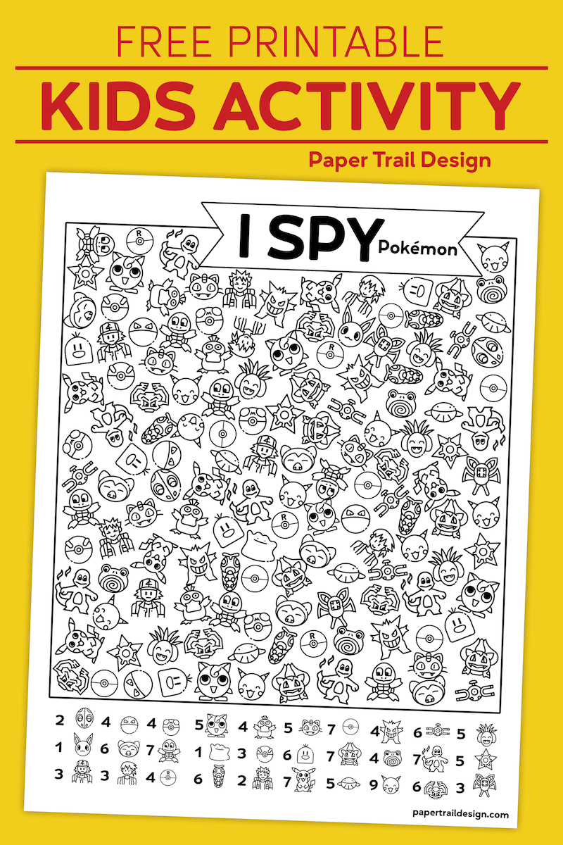 Free Printable I Spy Pokémon Activity - Paper Trail Design intended for Pokemon Hidden Pictures Printable
