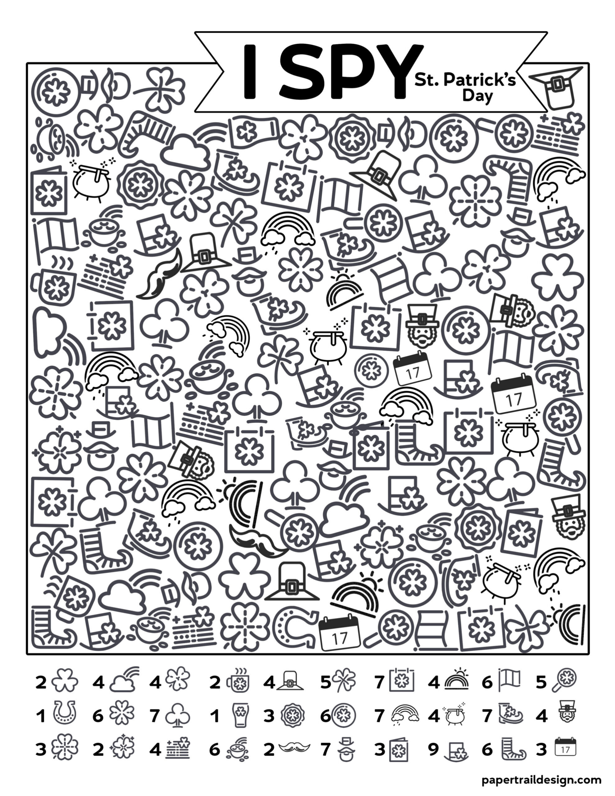 Free Printable I Spy St. Patrick&amp;#039;S Day Activity - Paper Trail Design with St Patrick Day Hidden Pictures