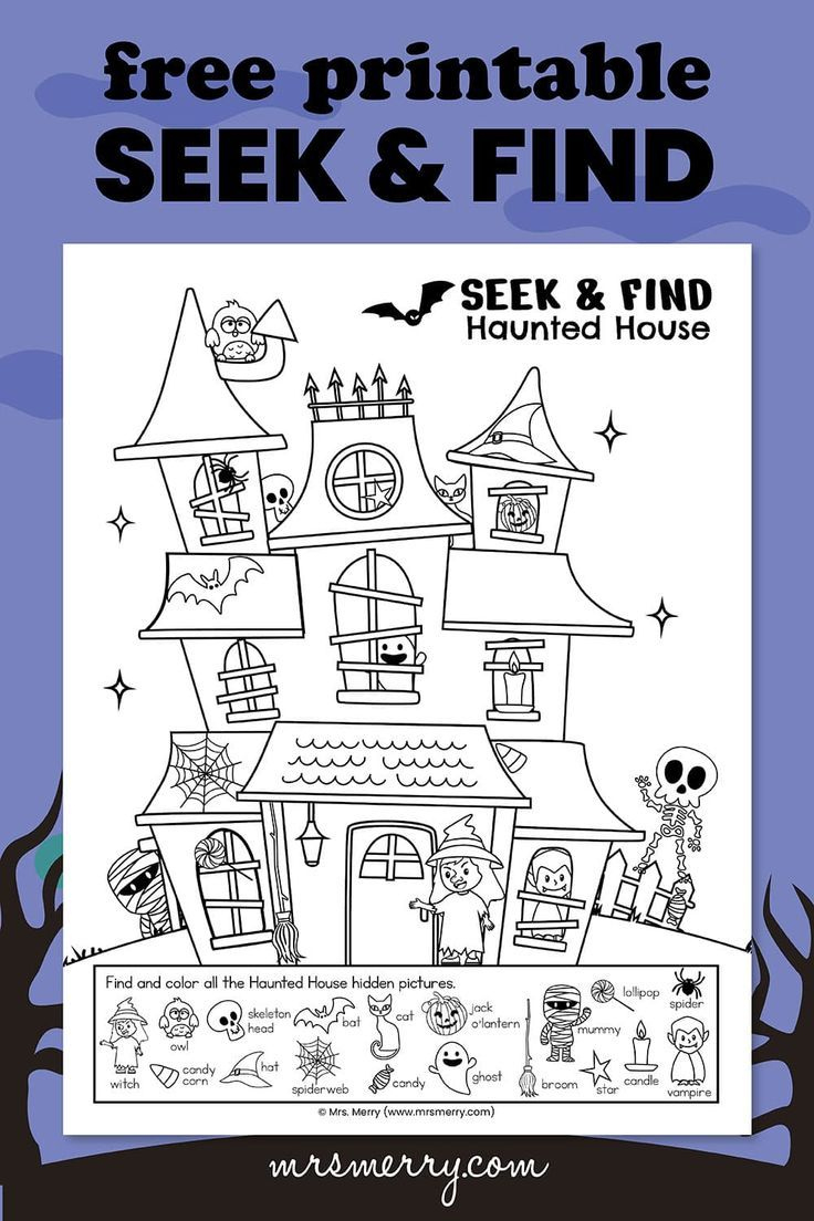 Free Seek & Find | Hidden Objects | Haunted House Printable | Mrs in Halloween Hidden Pictures Worksheets
